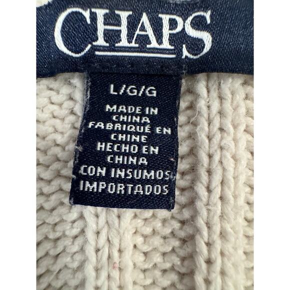 CHAPS Long Sleeve Off White/Cream Cotton Blend Cardigan - Large - Picture 9 of 9